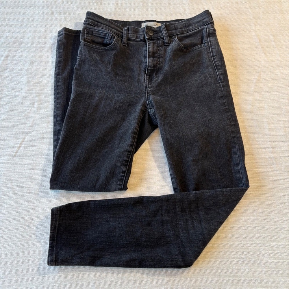 Madewell 9 High Riser Skinny Skinny Jeans Black Faded Stretch Denim Size 27T